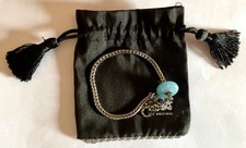 Trollbeads 19cm silver bracelet, retired water lock and rare blue quartz bead