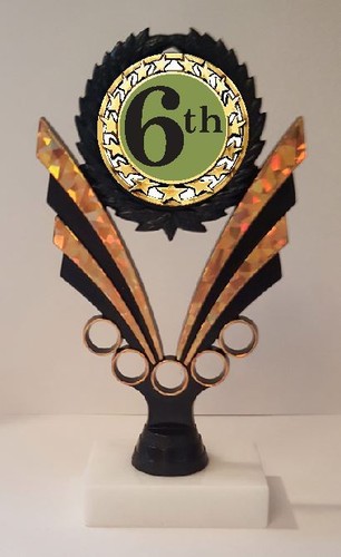 6th place trophy tall - place,