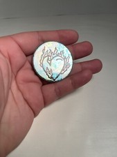 Vntg POG 1990s Heart Flames Foil Shiny Sparkles Blue Tie Dye Cap Milk Bottle Top