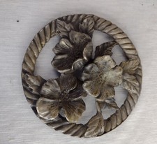 Floral Flower  Design Trivet Tableware Pewter 8.20 cm Vintage