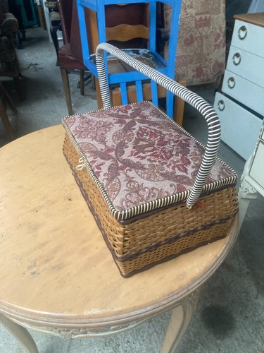 Woven sewing basket box with - sewing,