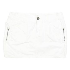 ARIZONA JEAN COMPANY Womens White Mini Cotton Blend Straight Skirt M Casual