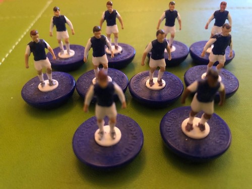 Subbuteo ten outfield players.