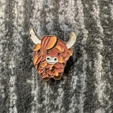 Enamel Pin Highland Cow Brown