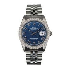 Rolex Datejust 16234 36mm Blue Sunburst Dial & Diamond Bezel 1988