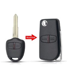 Modified 2 Button Flip Remote Key Shell For Mitsubishi (Right/Left Blade Combo)