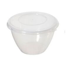 Plastic Pudding Bowl With Lid 2L Round Microwave Food Storage Bowl Whitefurze
