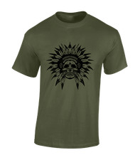 HEADDRESS SKULL MENS T SHIRT COOL INDIAN NATIVE AMERICAN USA DESIGN NEW TOP