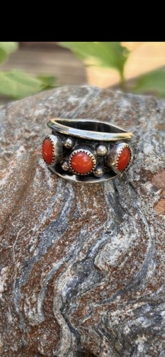 Vtg sterling silver coral - silver, &