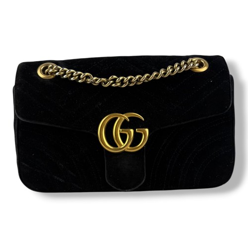 Gucci marmont black velvet - gg,