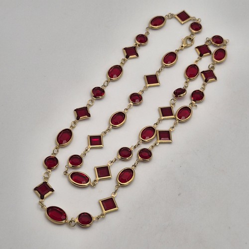 Vintage red glass gold tone - vintage,