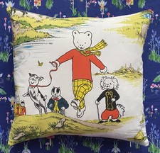 Rupert The Bear Vintage Fabric Cushion Alien Couture