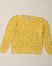 PARAMOUR Womens Crew Neck Jumper Sweater UK 12 Medium Yellow Ramie DI22