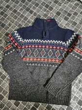 Next Boys Smart, Half Zip, Winter Jumper, Navy, Grey And Red Age 10 Years