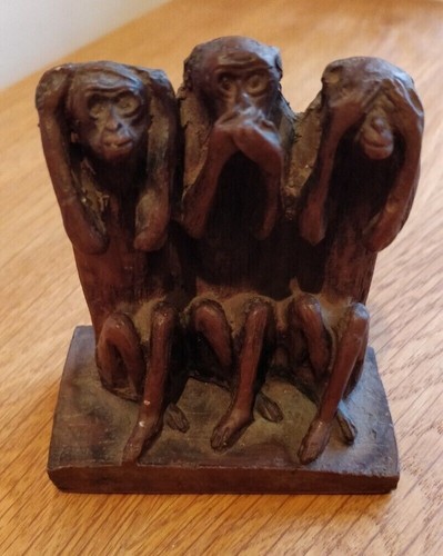 Three wise monkeys brown resin - brown,