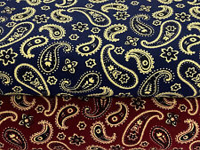 Paisley Swirls Needlecord Cotton Fabric by 1/2 Metre Various Colours Red Blue