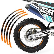 For KAWASAKI KXF 450 06-19 18 Wheel Stickers Rim 21" 19" Dirt Bike L02B Orange