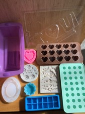 9 Silicone moulds, 1 plastic, wax melts, resin, chocolate
