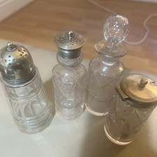 Vintage crystal cruet set - crystal,