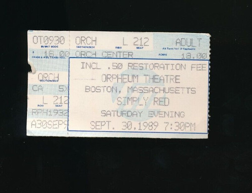 Sept 1989 simply red ticket - 1989,