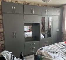Brand New Beautiful GREY 10ft Vanity Cupboard With Top Boxes FREE FITTING ❤️