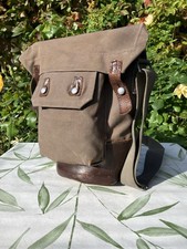 Swedish Army WW2 M39 Shoulder Bag Tan Canvas Brown Leather Vintage Collectable