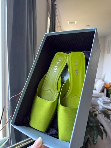 Prada satin mules lime - prada, green
