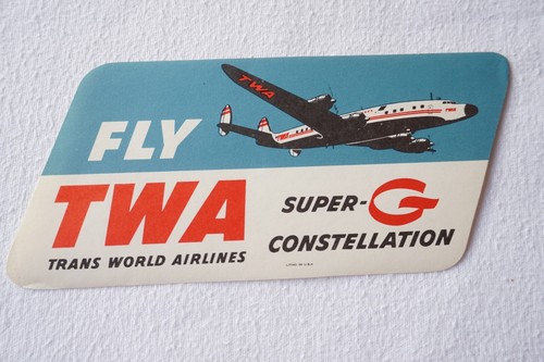 Twa airline luggage label - airline,