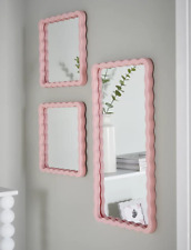 Unique Pink Glass Wall Mirrors Home Decor - Set Of 3 -Brand New Selfie Mirror uk