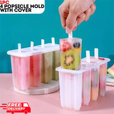 4 Cell Popsicle Frozen Ice Maker Lolly Cream Diy Pop Mold Mould Tray Pan Kitchen