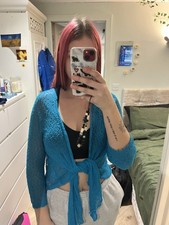 Blue Tie Knit Cardigan SIZE 16