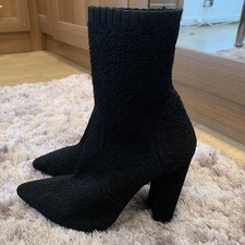 Ladies TOPSHOP Black Ankle Sock Boots. Pointed Toe. Block Heel. UK Size 4