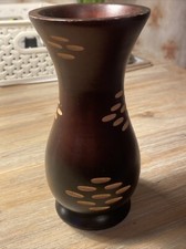 Wooden Vase 6” Hand Carved -