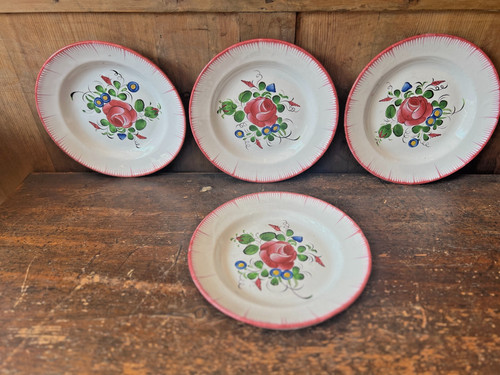Antique faience plates pink - plates,