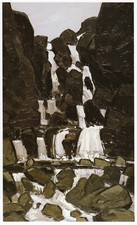 Waterfall Ogwen Kyffin Williams Wales print in 11 x 14 inch mount SUPERB