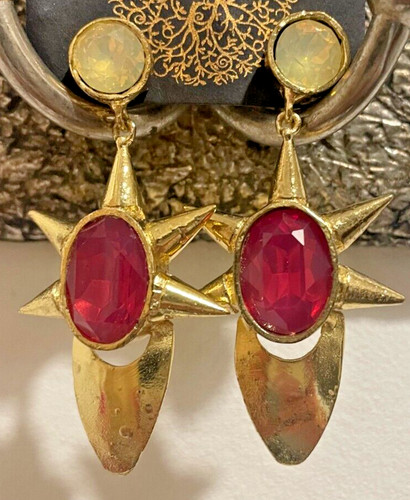 Ruby topaz stone earrings - stone,