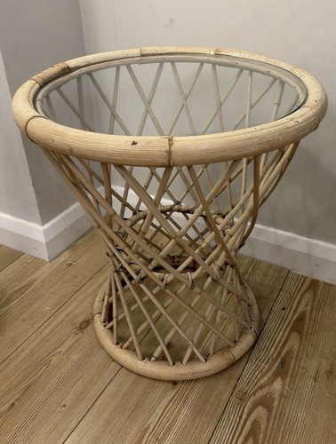Vintage rattan round side - round,