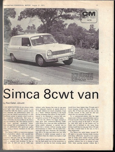Simca 1100 van road - simca, test