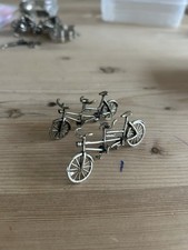 Pair Of Vintage Silver Miniature Tandem Bicycles 800 Hallmarked