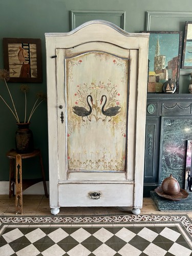 Vintage painted pine folk art - pine,