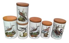 Set of Six Vintage Portmeirion Birds of Britain Storage Canisters / Jars