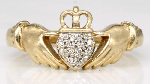10k diamond claddagh wedding - &,