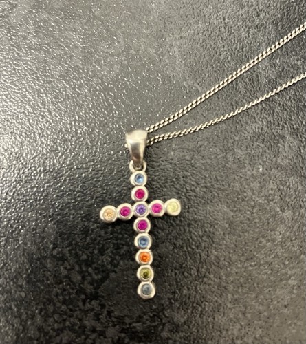 Silver crucifix multi coloured - multi,