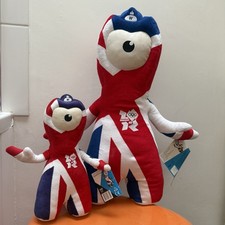 Rare London 2012 Olympic Games Wenlock Union Jack Soft Toy Mascots BNWT! 