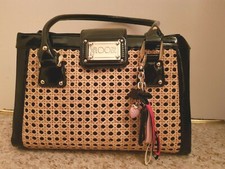 Floozie by Frost French at Debenhams black patent wicker work shoulder bag