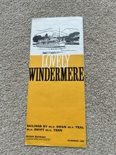 1965 British Railways Lake Windermere Ferry Timetable Sealink Swan Swift Teal
