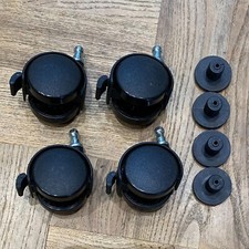 4 x 40mm black castors wheels, BRAKED, with black nylon bush 