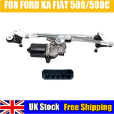 1x Front Windscreen Wiper Motor And Complete Linkage For Ford Ka Fiat 500/500c