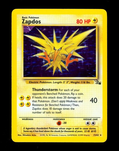1999 pokemon zapdos - zapdos, set