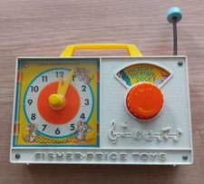 HICKORY DICKORY DOCK wind up radio clock vintage toy FISHER PRICE 1971 Working 